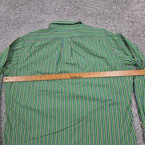 Vintage‎ Ralph Lauren Shirt Mens XL Green Yellow Striped Classic Button Preppy - Picture 8 of 11